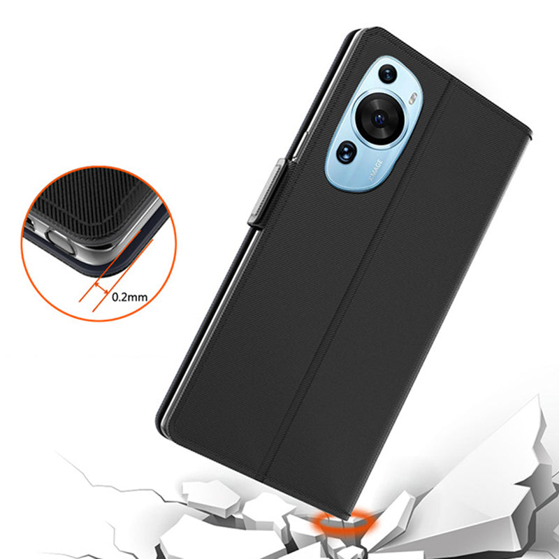 For Huawei P60 Art Makeup Mirror Leather Cell Phone Case Card Holder Cell Phone Stand Cover