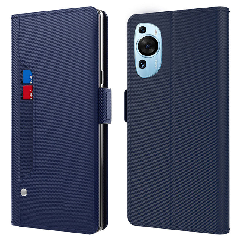 For Huawei P60 Art Makeup Mirror Leather Cell Phone Case Card Holder Cell Phone Stand Cover