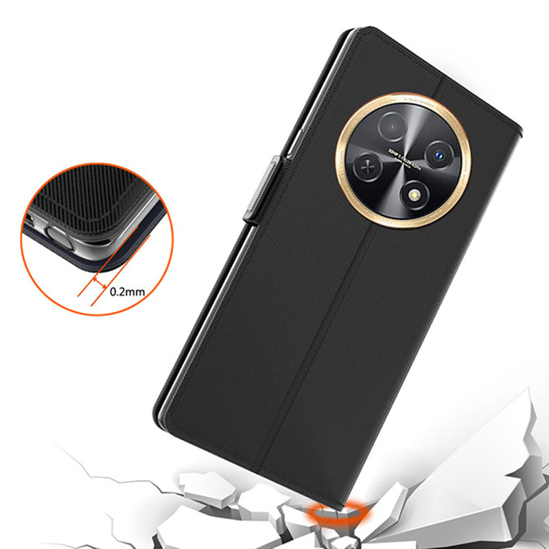 For Huawei nova Y91 4G Anti-Scratch Leather Cell Phone Case Mirror Card Holder Smartphone Desk Stand Design Cover