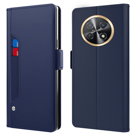 For Huawei nova Y91 4G Anti-Scratch Leather Cell Phone Case Mirror Card Holder Smartphone Desk Stand Design Cover