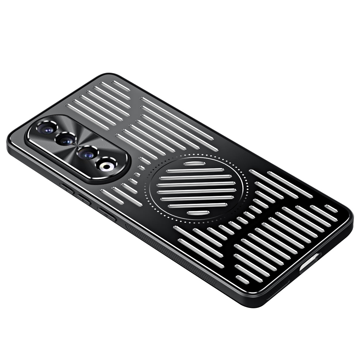 For Honor 90 Pro Hollow Heat Dissipation Phone Back Case Shell TPU+Aluminum Alloy Magnetic Cover