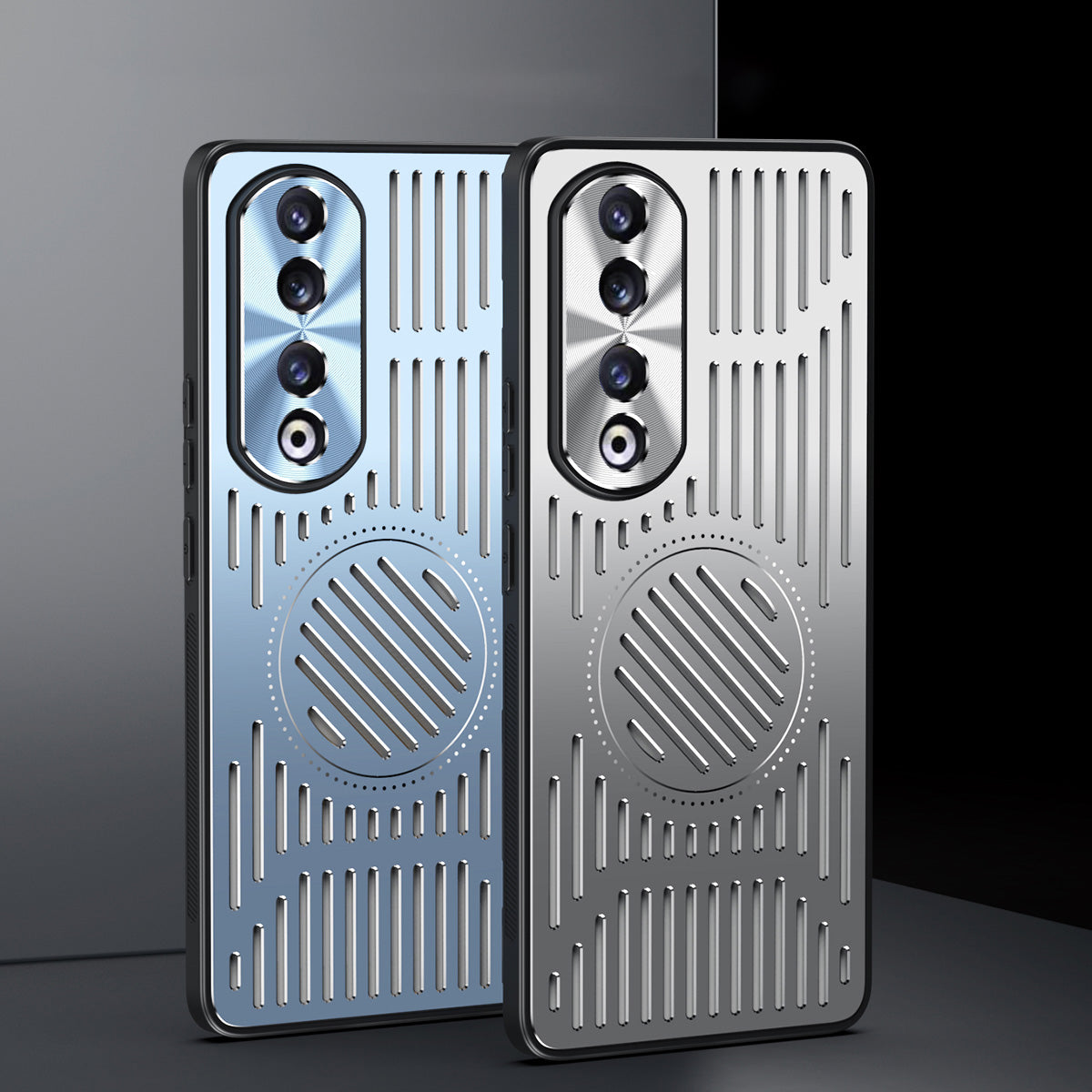 For Honor 90 Pro Hollow Heat Dissipation Phone Back Case Shell TPU+Aluminum Alloy Magnetic Cover