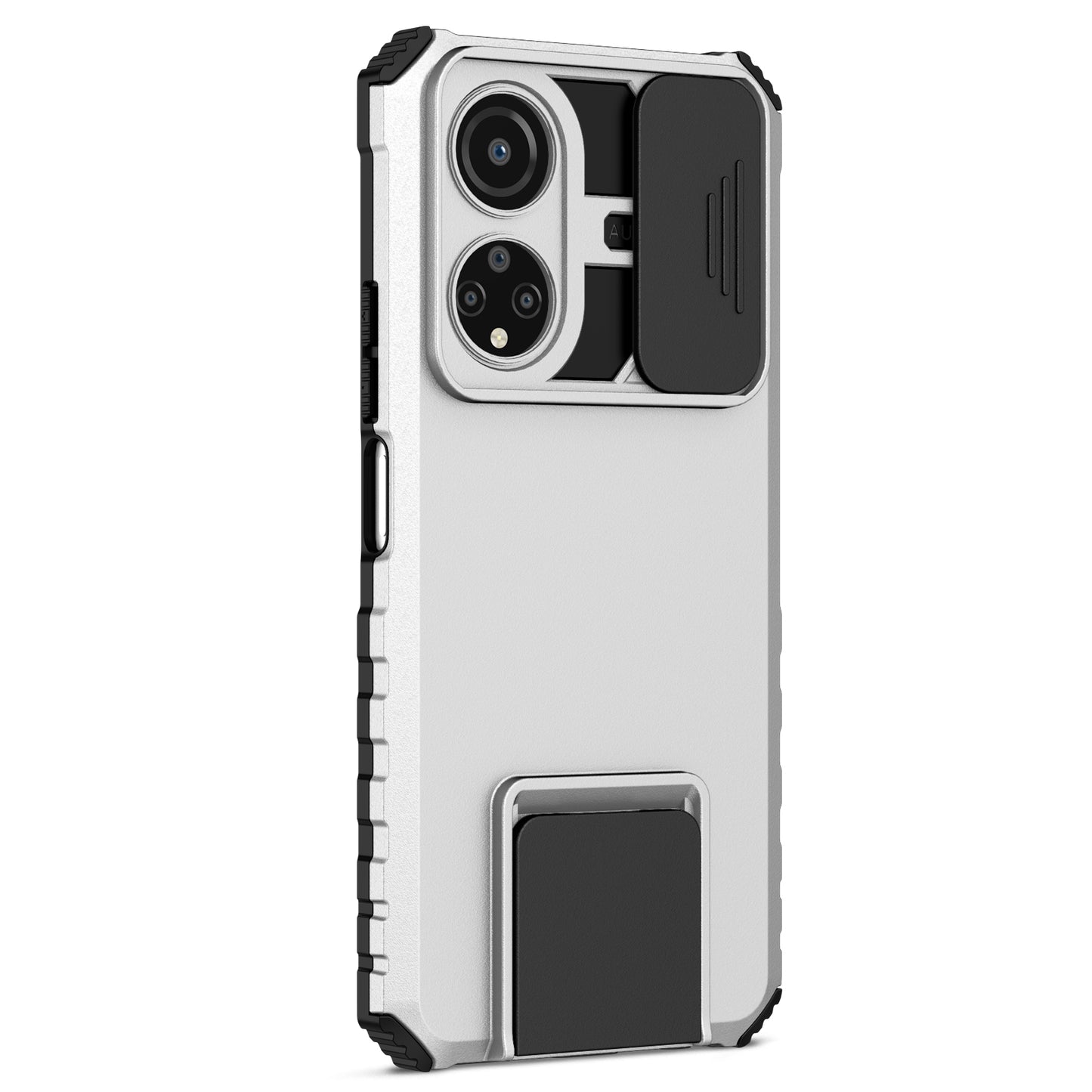 For Honor X7 Slide Camera Lid PC+TPU Cover Anti-drop Kickstand Phone Case