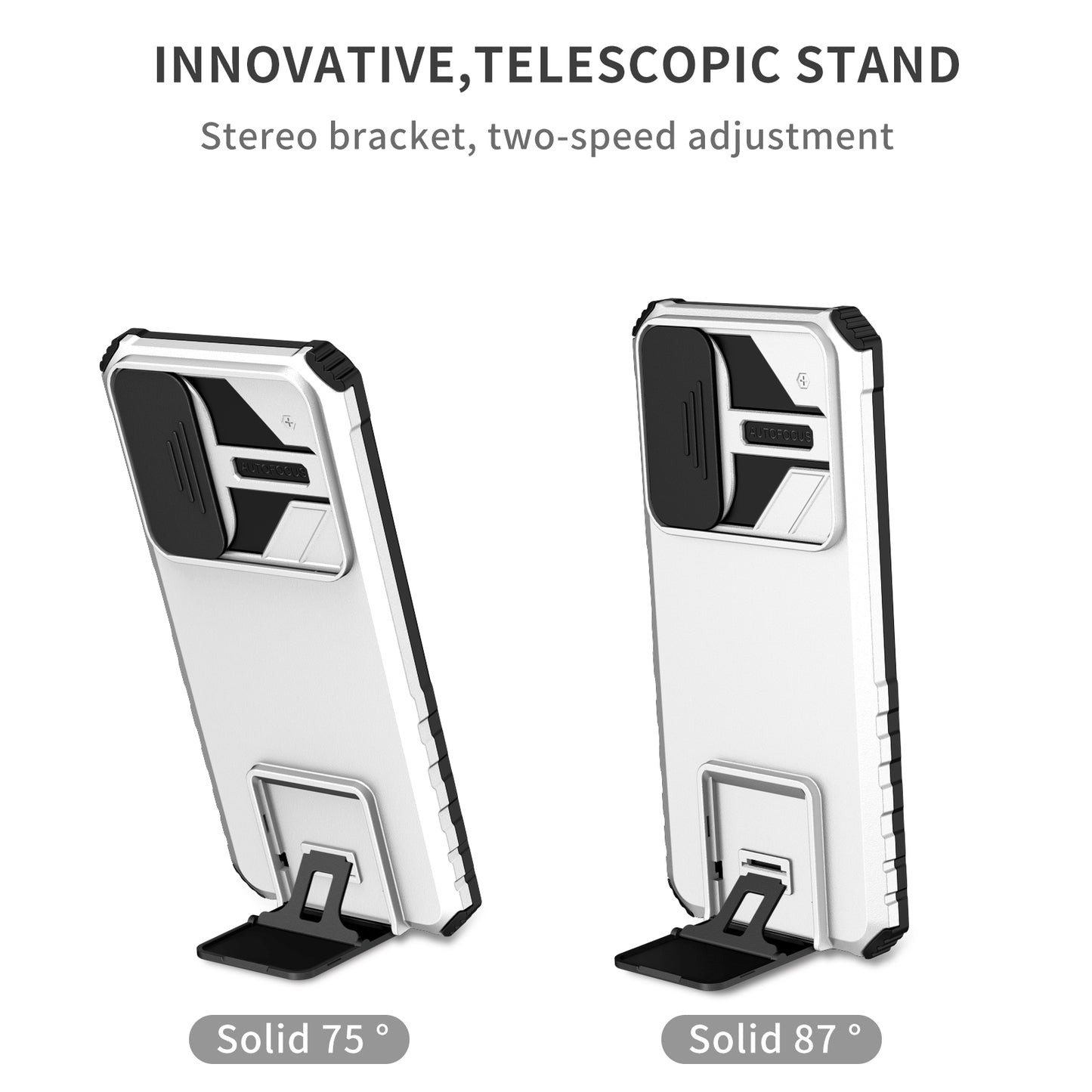 For Honor X7 Slide Camera Lid PC+TPU Cover Anti-drop Kickstand Phone Case