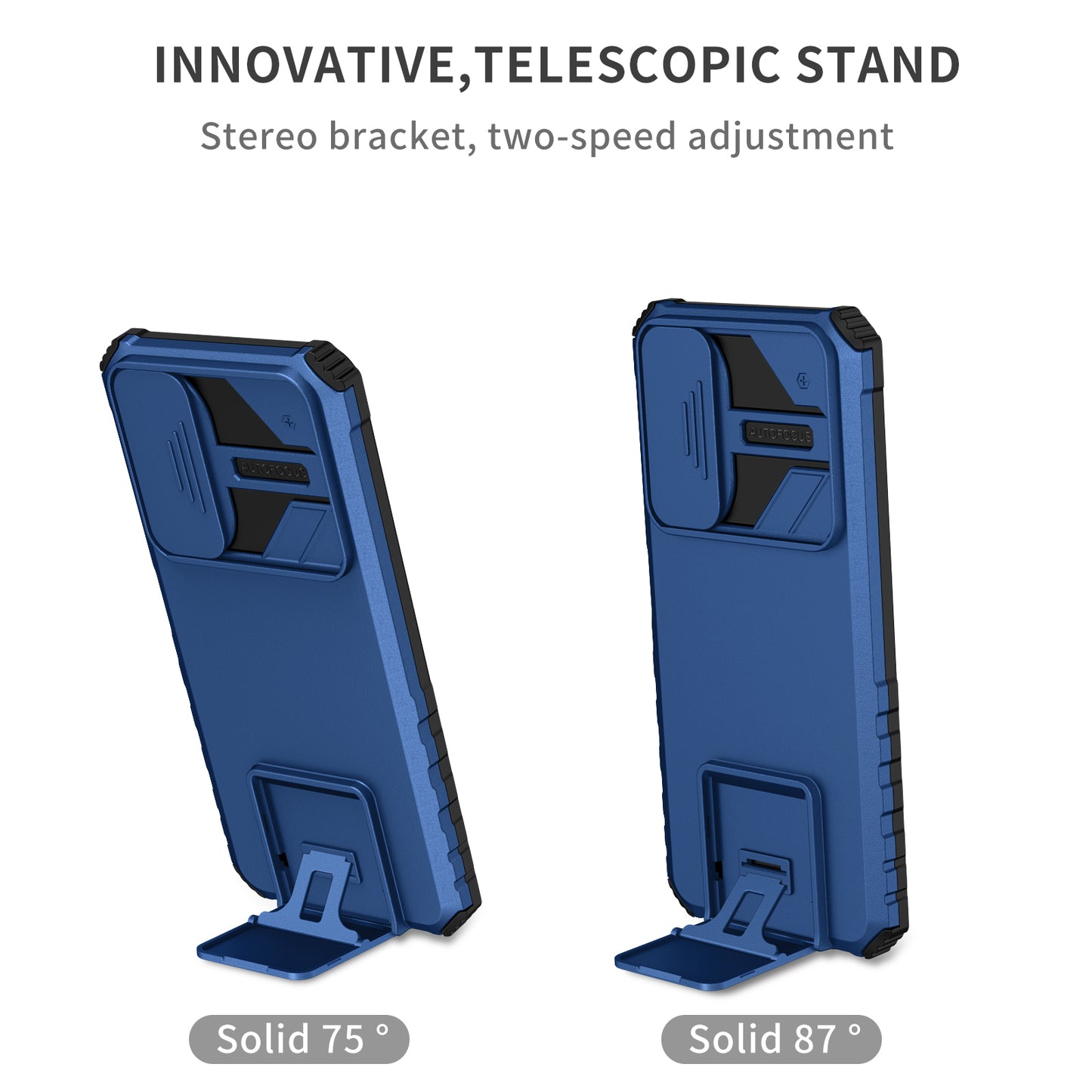 For Honor X7 Slide Camera Lid PC+TPU Cover Anti-drop Kickstand Phone Case