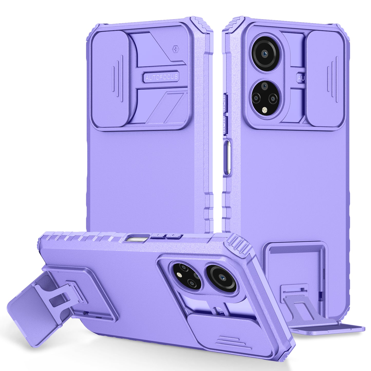 For Honor X7 Slide Camera Lid PC+TPU Cover Anti-drop Kickstand Phone Case
