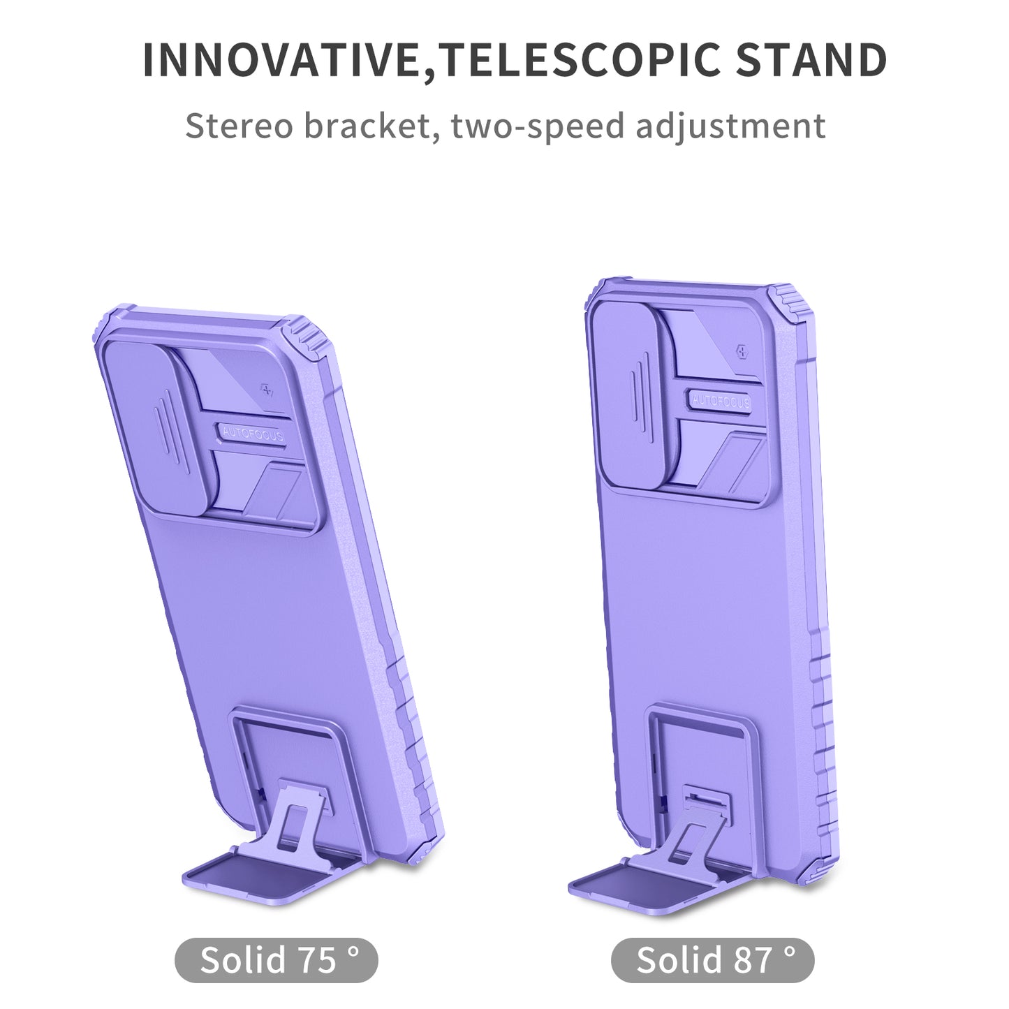 For Honor X7 Slide Camera Lid PC+TPU Cover Anti-drop Kickstand Phone Case
