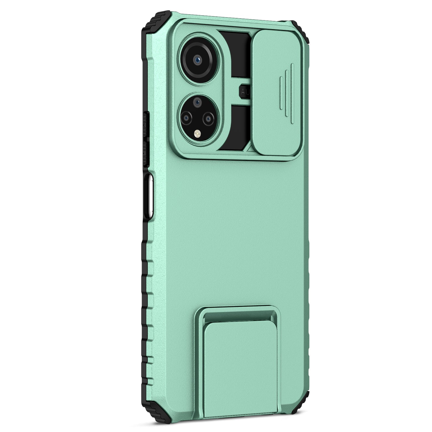 For Honor X7 Slide Camera Lid PC+TPU Cover Anti-drop Kickstand Phone Case
