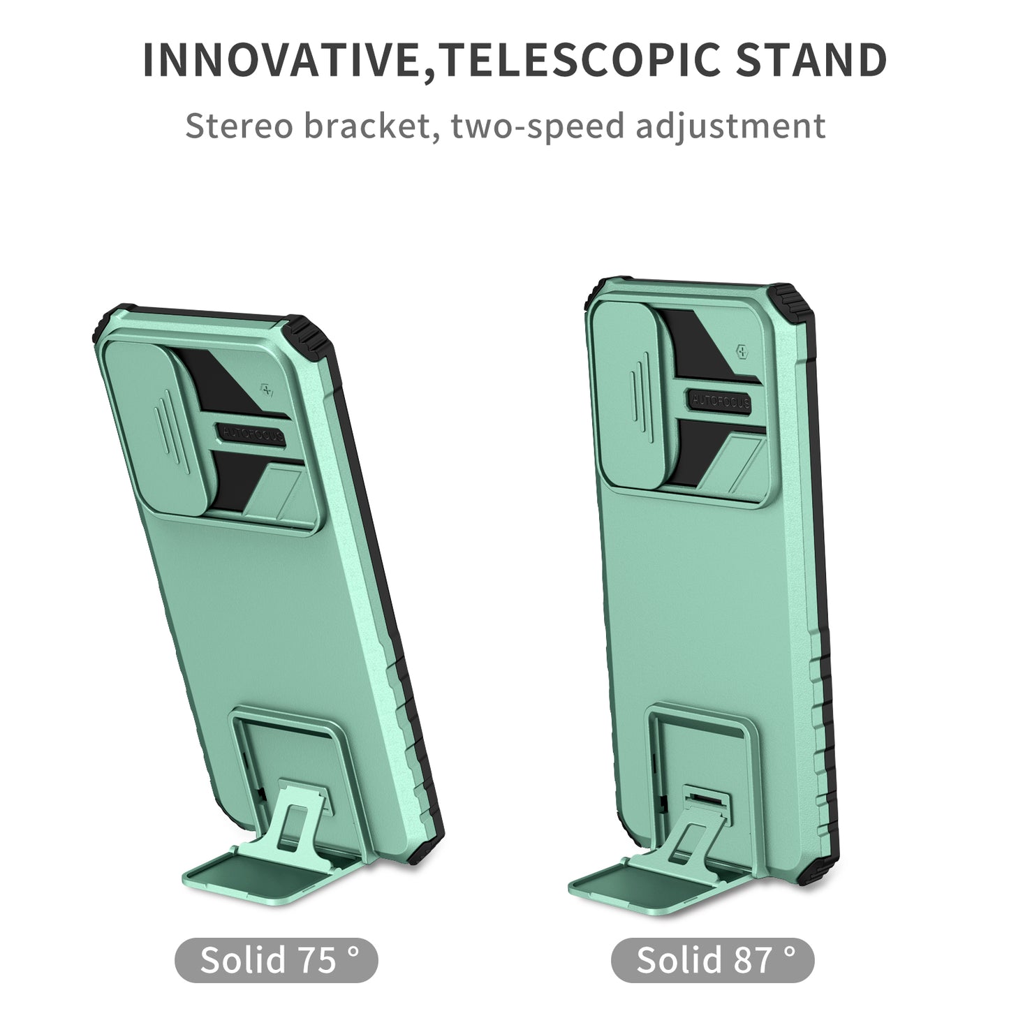 For Honor X7 Slide Camera Lid PC+TPU Cover Anti-drop Kickstand Phone Case