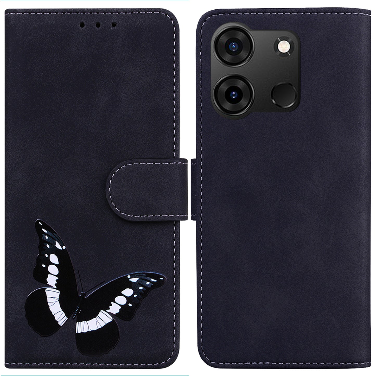 For Infinix Smart 7 (India) 4G / Smart 7 Plus Flip Stand Wallet Case PU Leather Butterfly Printing Phone Cover