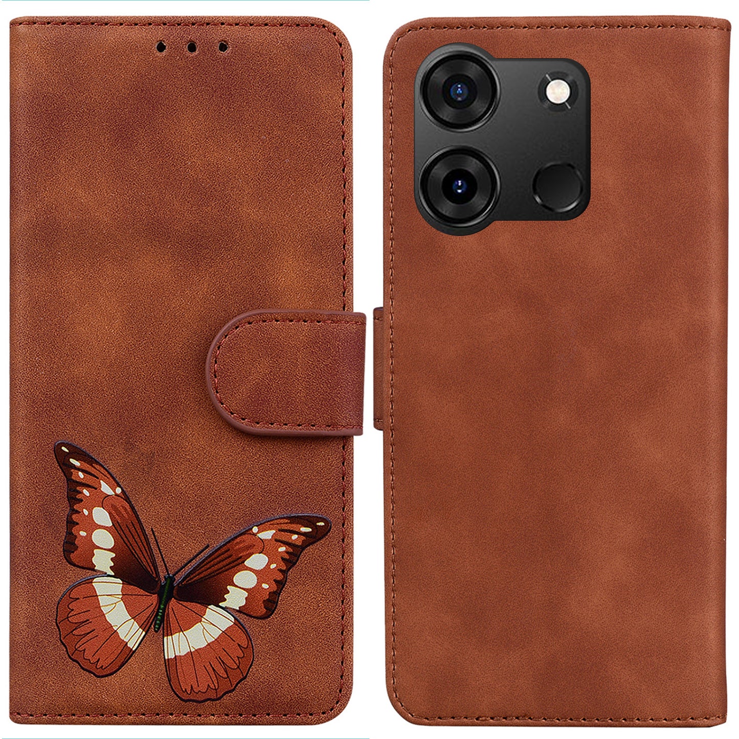 For Infinix Smart 7 (India) 4G / Smart 7 Plus Flip Stand Wallet Case PU Leather Butterfly Printing Phone Cover
