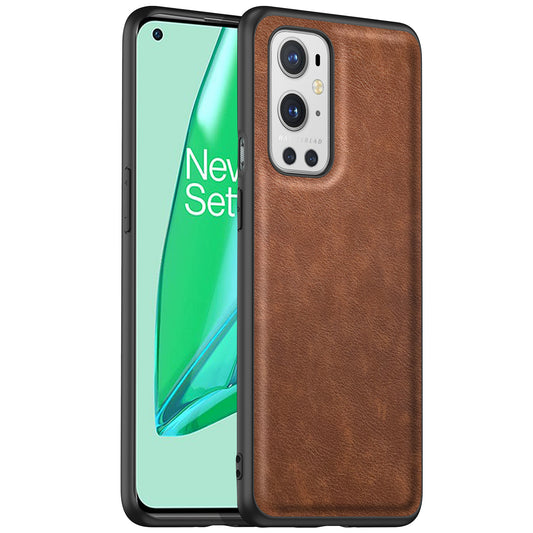 For OnePlus 9 Pro 5G Phone Cover Retro PU Leather Coated TPU+PC Anti-Fall Case