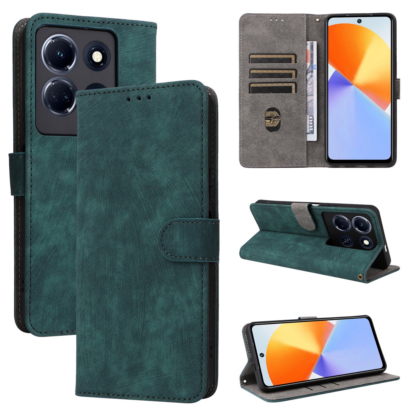 For Infinix Note 30 5G X6711 RFID Blocking Cover Leather Wallet Stand Phone Case with Strap