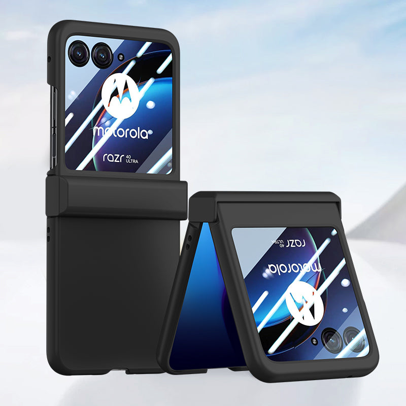 For Motorola Razr 40 Ultra 5G Phone Case Hinge Design PC Cover with Tempered Glass Rear Screen Protector