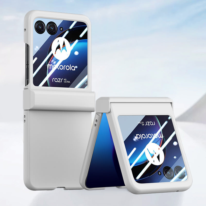 For Motorola Razr 40 Ultra 5G Phone Case Hinge Design PC Cover with Tempered Glass Rear Screen Protector