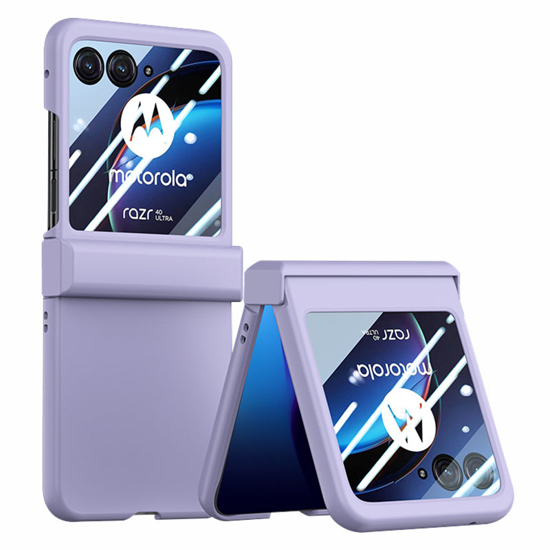 For Motorola Razr 40 Ultra 5G Phone Case Hinge Design PC Cover with Tempered Glass Rear Screen Protector