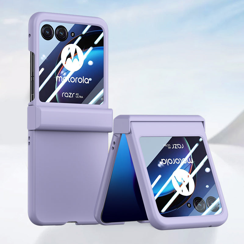 For Motorola Razr 40 Ultra 5G Phone Case Hinge Design PC Cover with Tempered Glass Rear Screen Protector