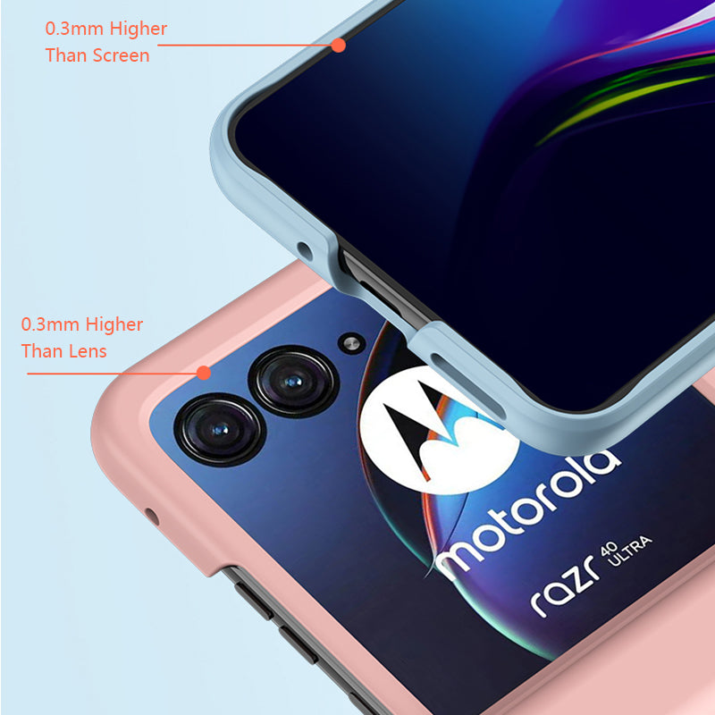 For Motorola Razr 40 Ultra 5G Phone Case Hinge Design PC Cover with Tempered Glass Rear Screen Protector