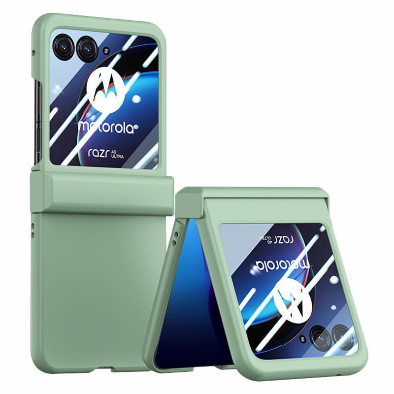 For Motorola Razr 40 Ultra 5G Phone Case Hinge Design PC Cover with Tempered Glass Rear Screen Protector