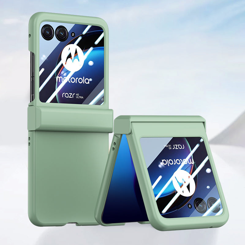 For Motorola Razr 40 Ultra 5G Phone Case Hinge Design PC Cover with Tempered Glass Rear Screen Protector