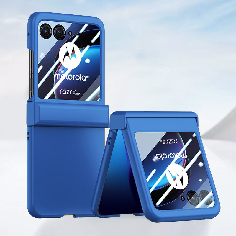 For Motorola Razr 40 Ultra 5G Phone Case Hinge Design PC Cover with Tempered Glass Rear Screen Protector