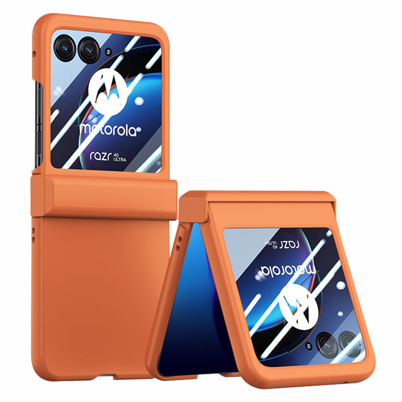 For Motorola Razr 40 Ultra 5G Phone Case Hinge Design PC Cover with Tempered Glass Rear Screen Protector