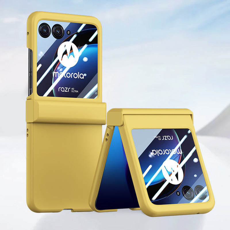 For Motorola Razr 40 Ultra 5G Phone Case Hinge Design PC Cover with Tempered Glass Rear Screen Protector