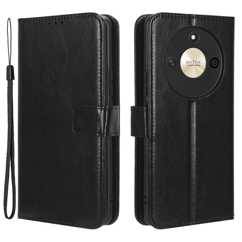 For Honor X50 Crazy Horse Texture Leather Phone Stand Case Anti-Scratch Cell Phone Shell Wallet Cover