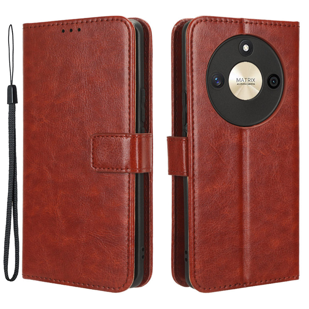 For Honor X50 Crazy Horse Texture Leather Phone Stand Case Anti-Scratch Cell Phone Shell Wallet Cover