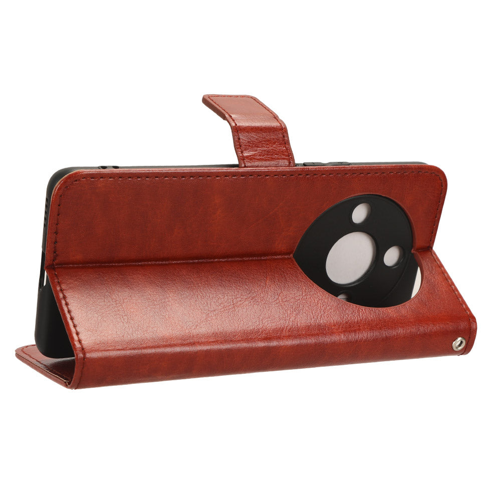 For Honor X50 Crazy Horse Texture Leather Phone Stand Case Anti-Scratch Cell Phone Shell Wallet Cover