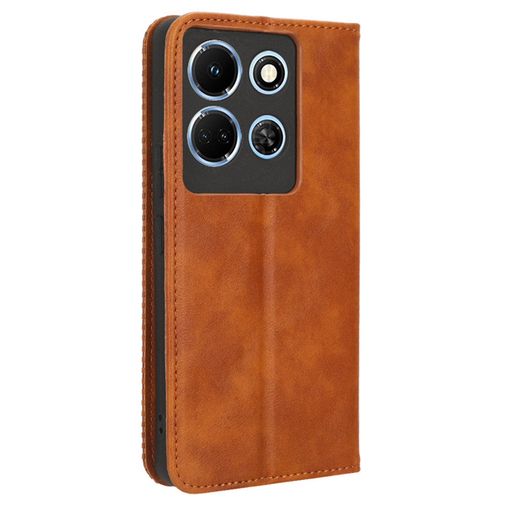 For Infinix Note 30 4G / X6833B / X6716B Magnetic Closing Phone Shell Retro PU Leather Cover Stand Wallet Shell