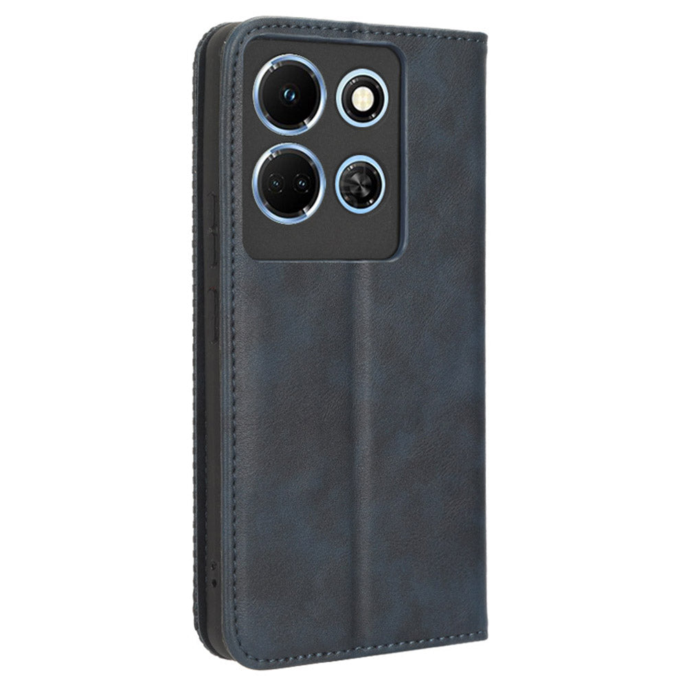 For Infinix Note 30 4G / X6833B / X6716B Magnetic Closing Phone Shell Retro PU Leather Cover Stand Wallet Shell