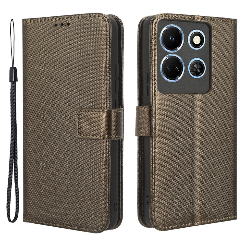 For Infinix Note 30 4G / X6833B / X6716B Wallet Shockproof Phone Case Diamond Texture PU Leather Stand Cover