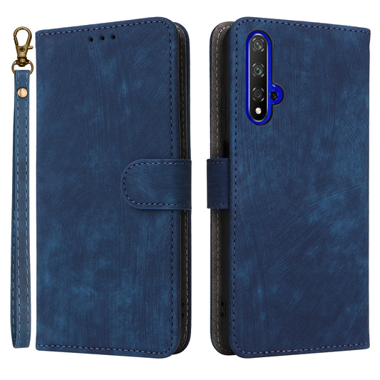For Huawei nova 5T 4G / Honor 20 / 20S (For China) RFID Blocking Phone Case Wallet Stand PU Leather Cover with Strap
