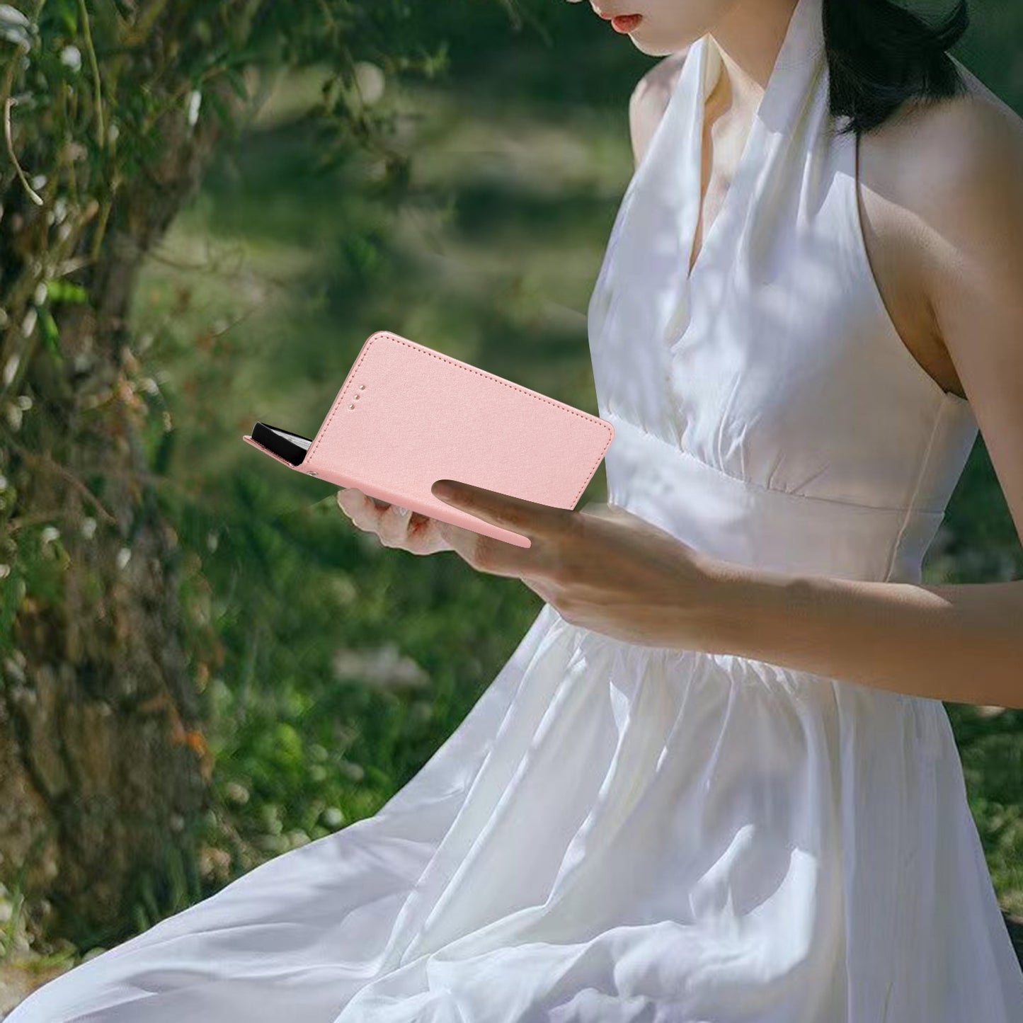 For Huawei P30 Lite Stand Flip Protective Cover PU Leather Silk Texture Wallet Phone Case with Strap