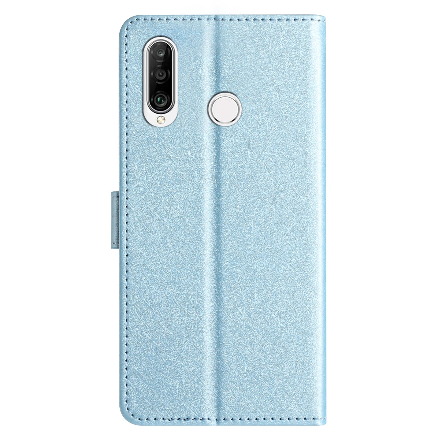 For Huawei P30 Lite Stand Flip Protective Cover PU Leather Silk Texture Wallet Phone Case with Strap
