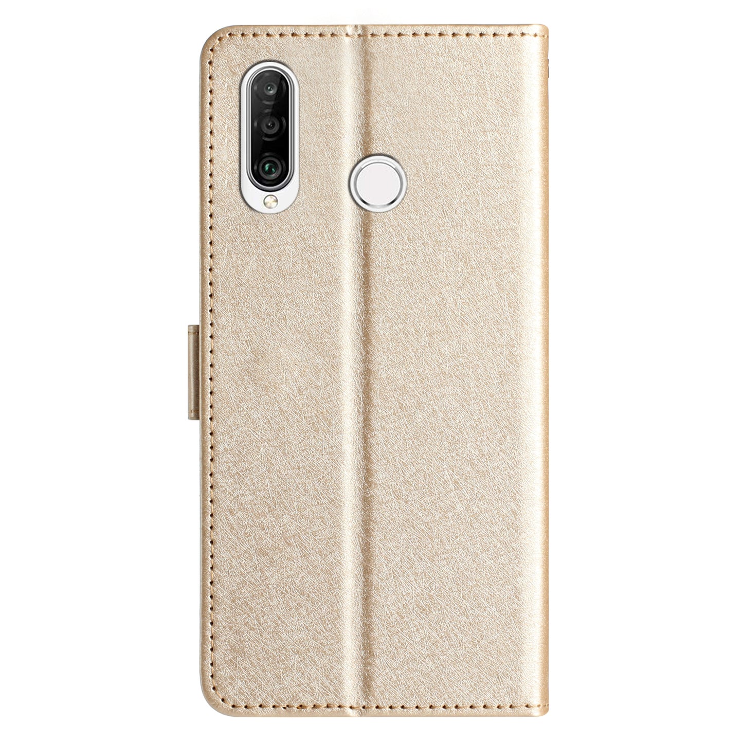 For Huawei P30 Lite Stand Flip Protective Cover PU Leather Silk Texture Wallet Phone Case with Strap