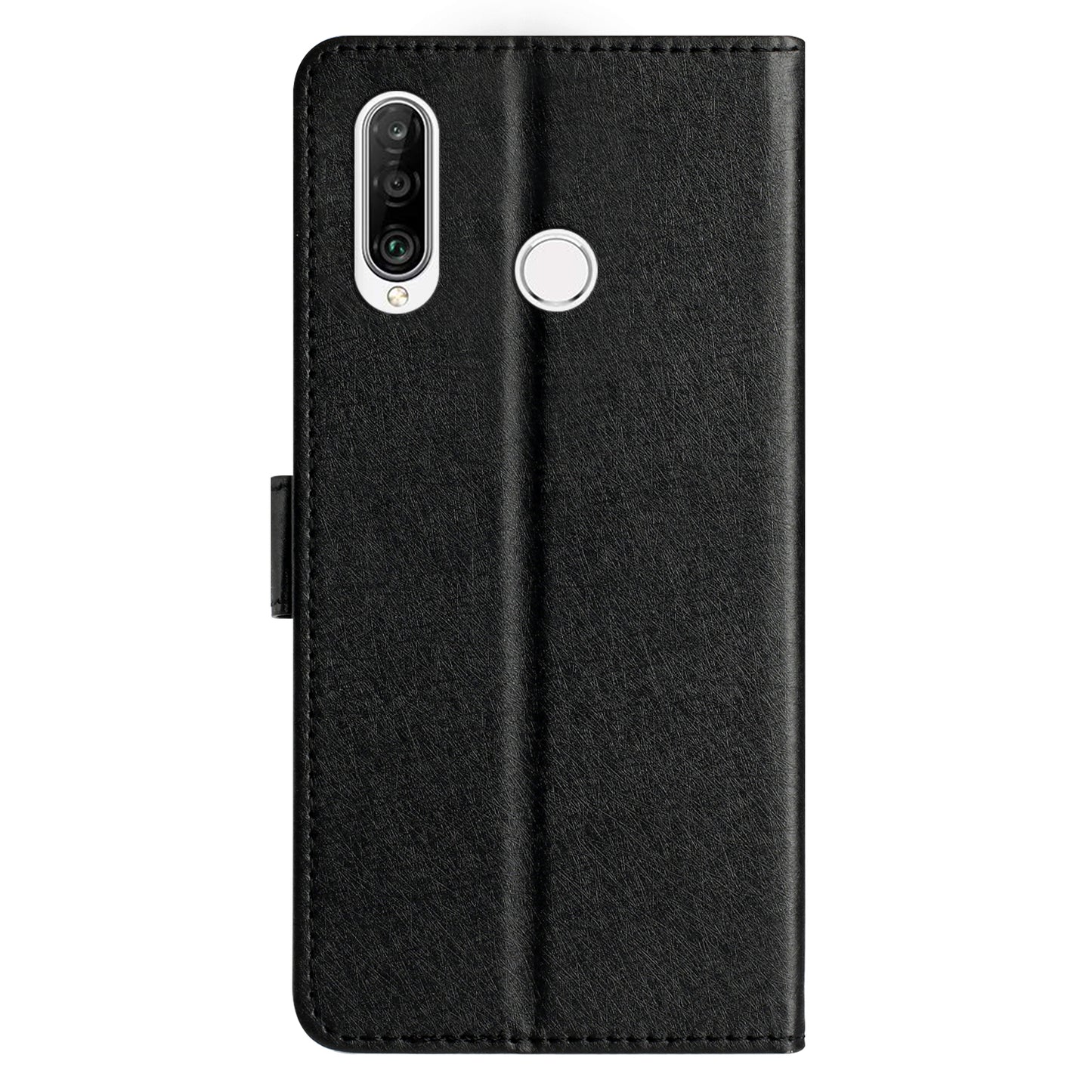 For Huawei P30 Lite Stand Flip Protective Cover PU Leather Silk Texture Wallet Phone Case with Strap