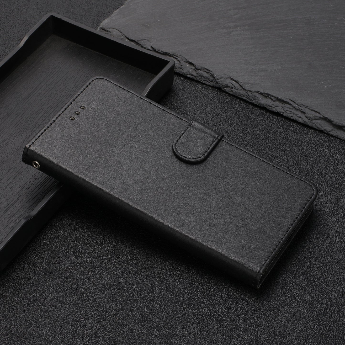 For Huawei P30 Lite Stand Flip Protective Cover PU Leather Silk Texture Wallet Phone Case with Strap