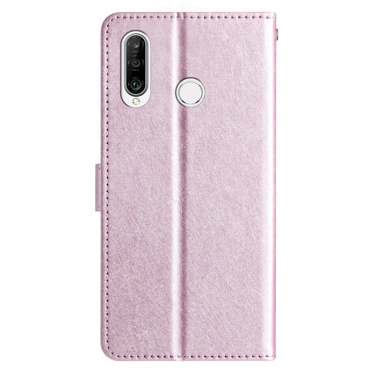 For Huawei P30 Lite Stand Flip Protective Cover PU Leather Silk Texture Wallet Phone Case with Strap