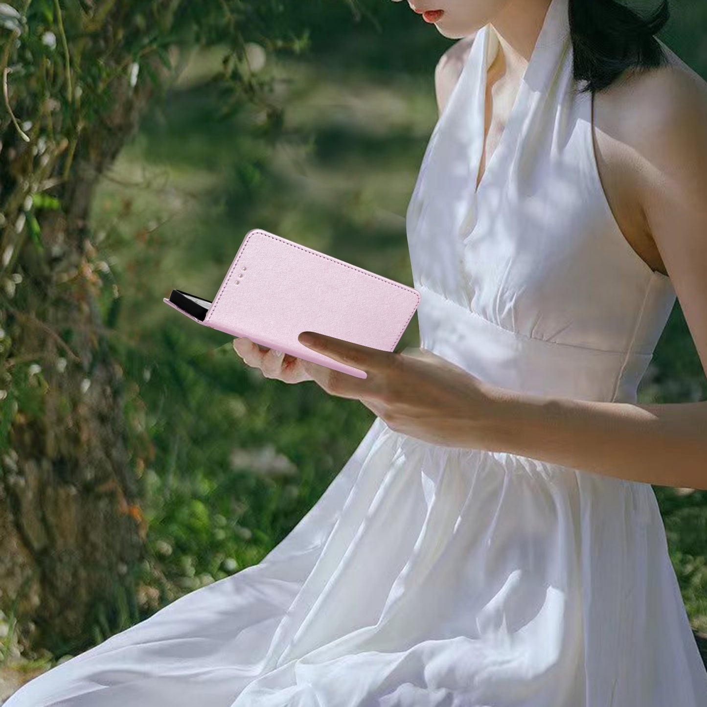 For Huawei P30 Lite Stand Flip Protective Cover PU Leather Silk Texture Wallet Phone Case with Strap