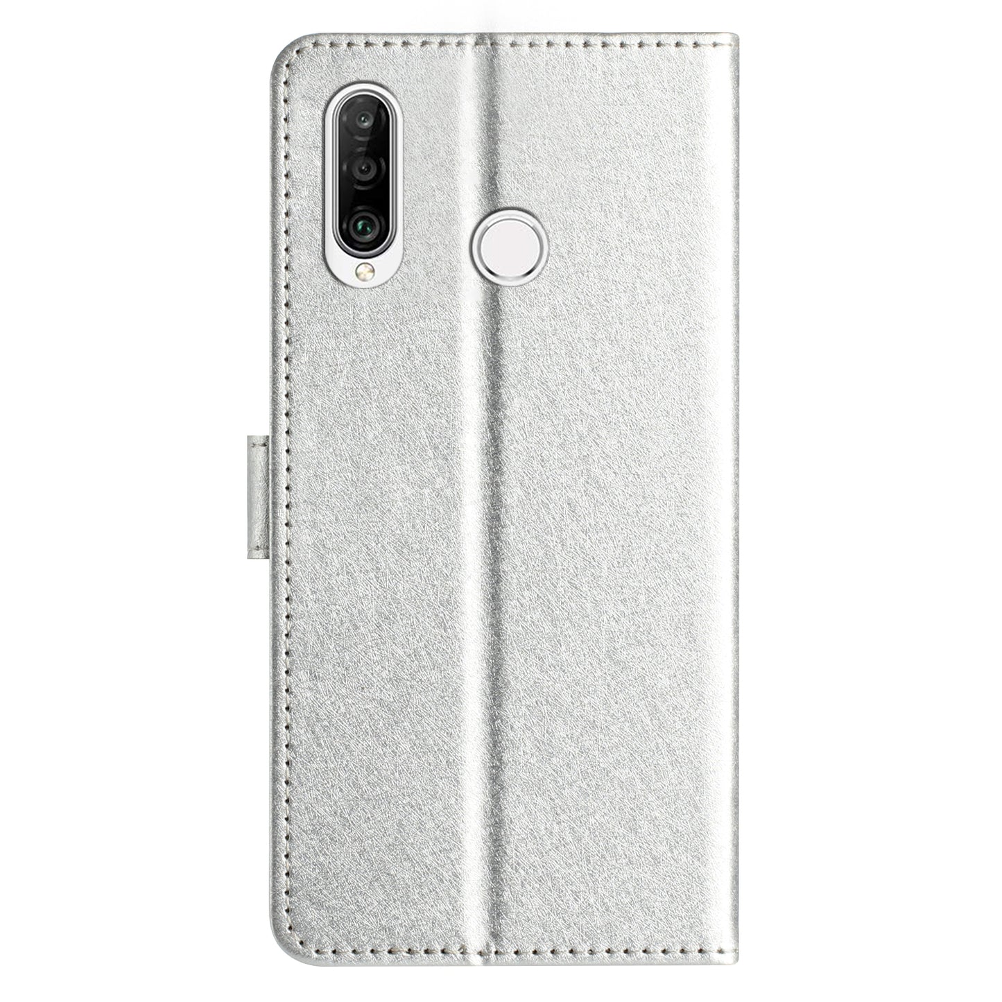 For Huawei P30 Lite Stand Flip Protective Cover PU Leather Silk Texture Wallet Phone Case with Strap