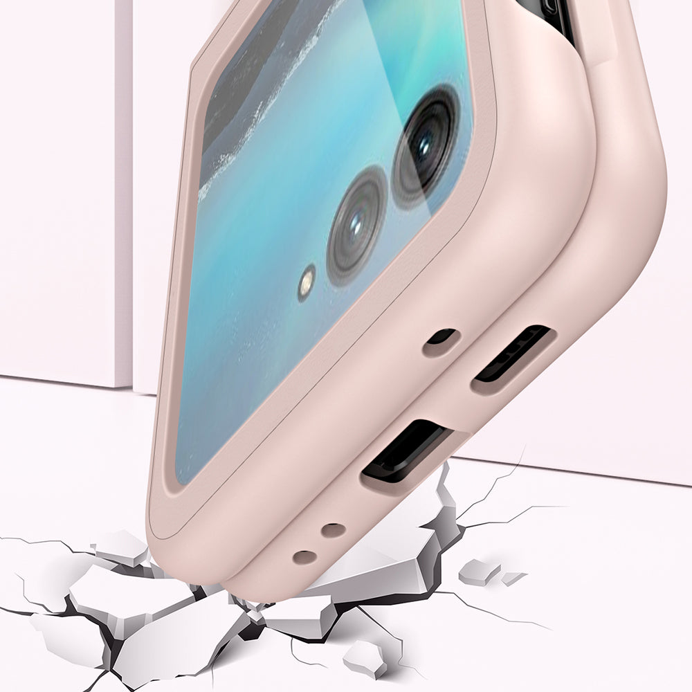 For Motorola Razr 40 Ultra 5G PU Leather + PC Phone Case Finger Strap Kickstand Cover