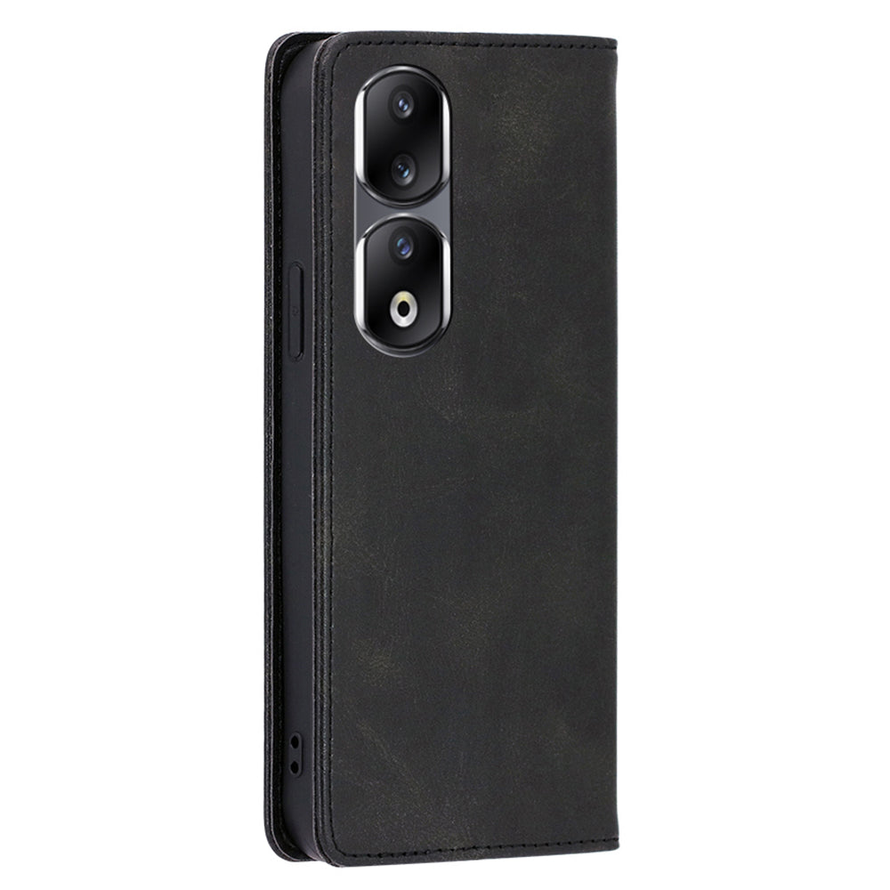 For Honor 90 Pro Shockproof PU Leather Cover Stand Wallet Calf Texture Cell Phone Case