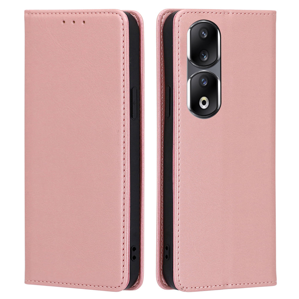 For Honor 90 Pro Shockproof PU Leather Cover Stand Wallet Calf Texture Cell Phone Case