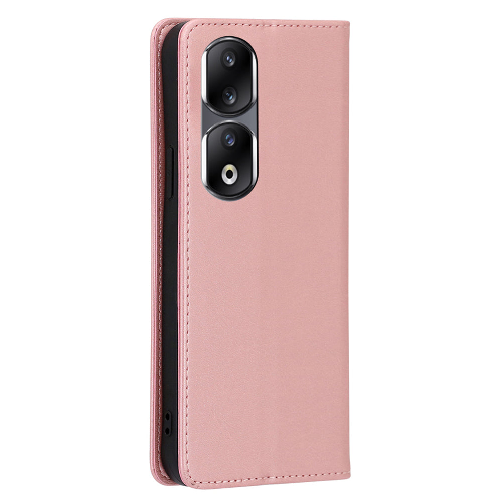 For Honor 90 Pro Shockproof PU Leather Cover Stand Wallet Calf Texture Cell Phone Case