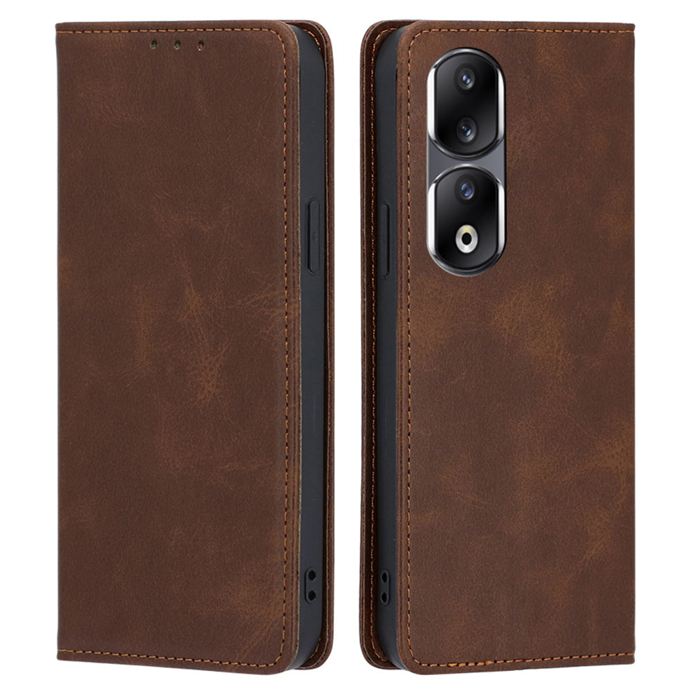 For Honor 90 Pro Shockproof PU Leather Cover Stand Wallet Calf Texture Cell Phone Case