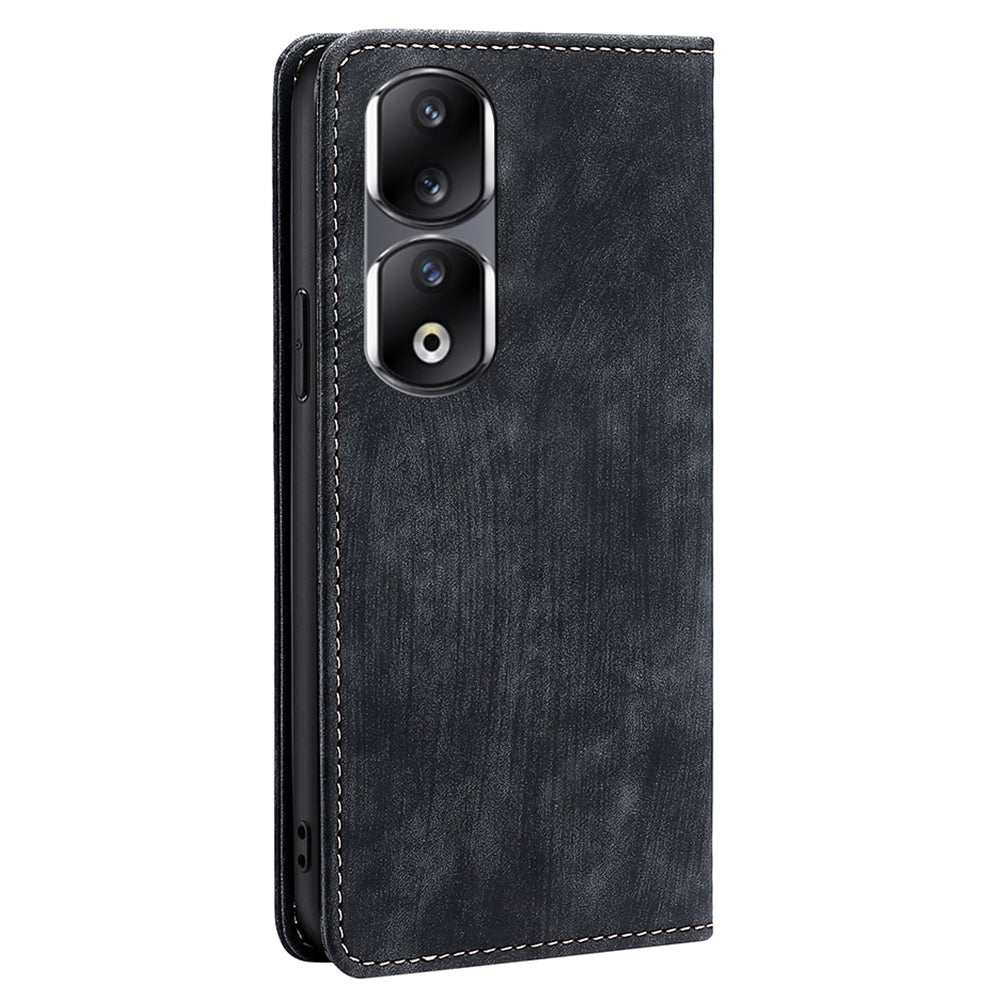 For Honor 90 Pro Shockproof Phone Case PU Leather Stand RFID Blocking Wallet Anti-drop Cover