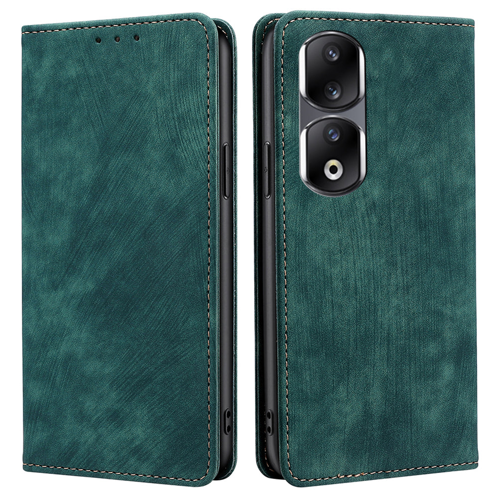 For Honor 90 Pro Shockproof Phone Case PU Leather Stand RFID Blocking Wallet Anti-drop Cover