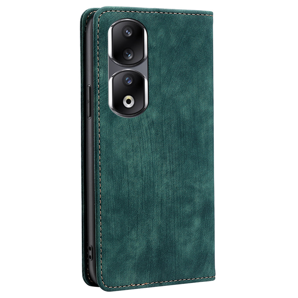 For Honor 90 Pro Shockproof Phone Case PU Leather Stand RFID Blocking Wallet Anti-drop Cover